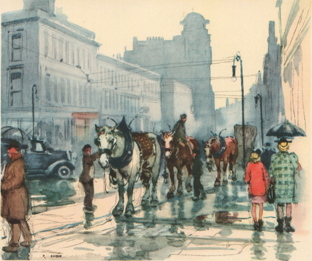 GLASGOW. Trace Horses. Scotland. By Robert Eadie 1952 old vintage print